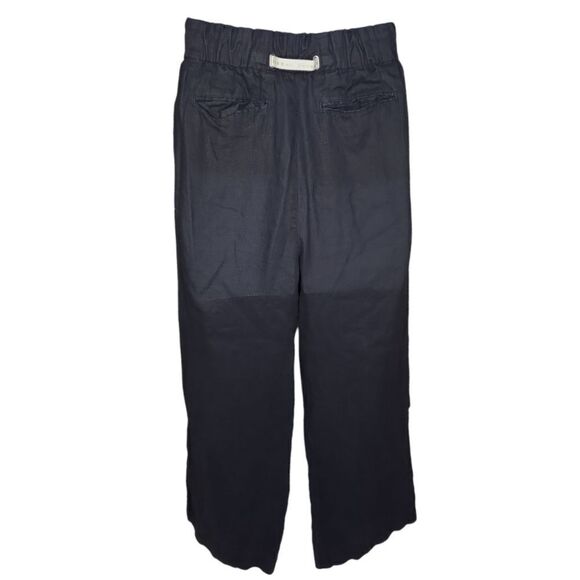 WHITE SAND black linen coastal grandma wide leg‎ pull on beach pants 46/M - Picture 3 of 10
